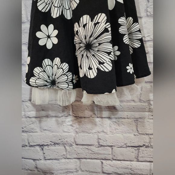 Rare Editions halter black and white floral dress with tulle hem Size 4T - Picture 3 of 9